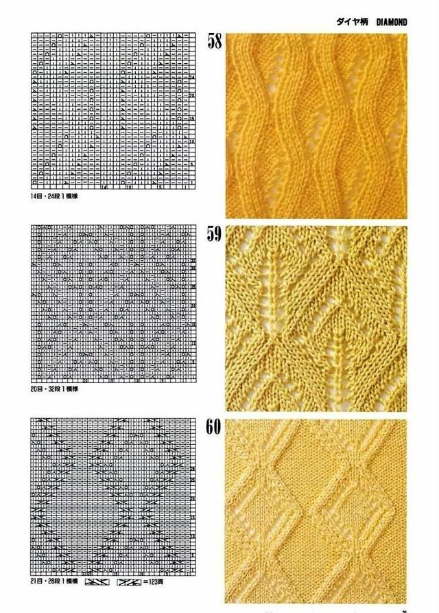 棒针简单镂空花样30种（30种菱形的棒针花样图解）(11)