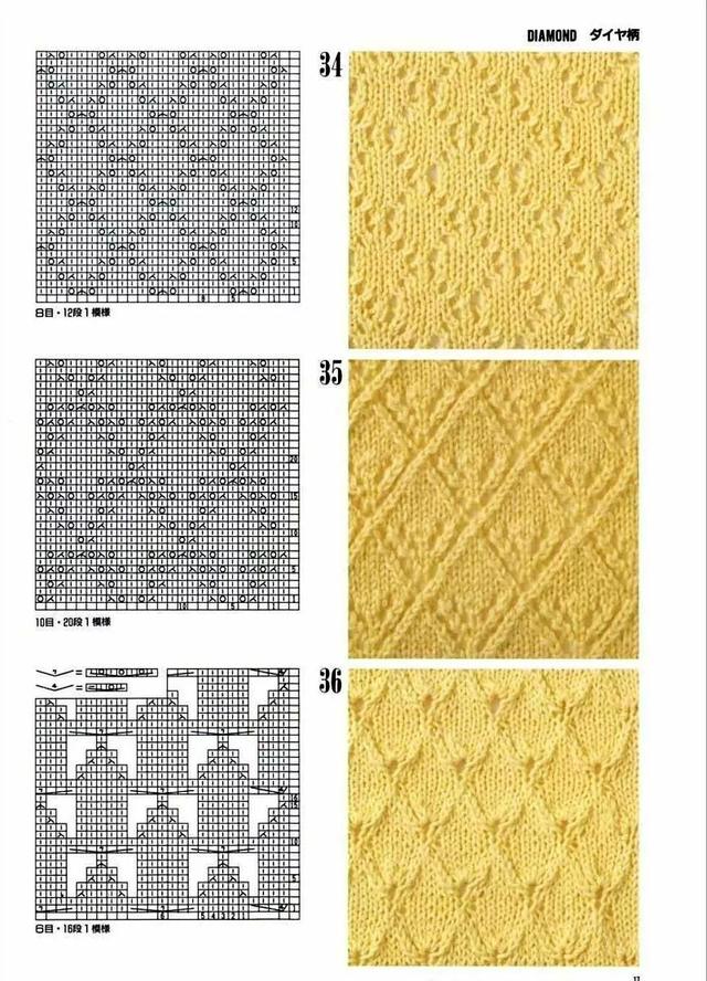 棒针简单镂空花样30种（30种菱形的棒针花样图解）(2)